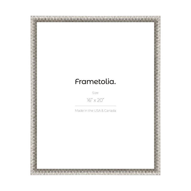 Cadre mural art déco Frametolia - largeur 7/8 po - sans passe-partout, 16 po x 20 po, Argent argent