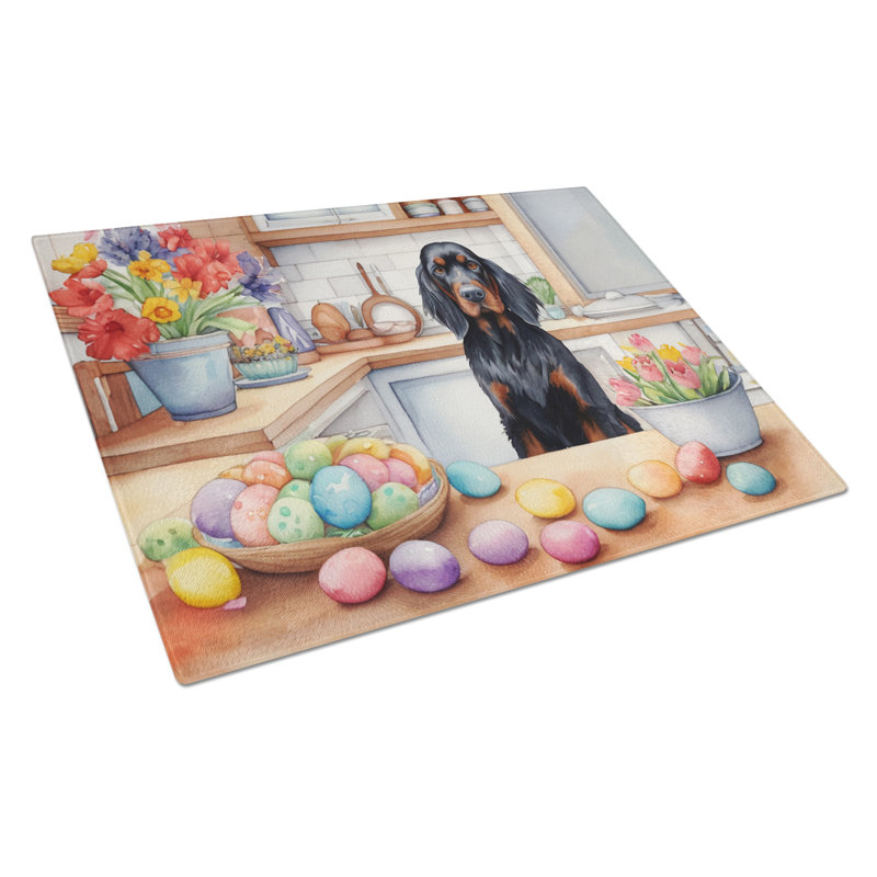 Decorating Easter Gordon Setter Glass Cutting Board