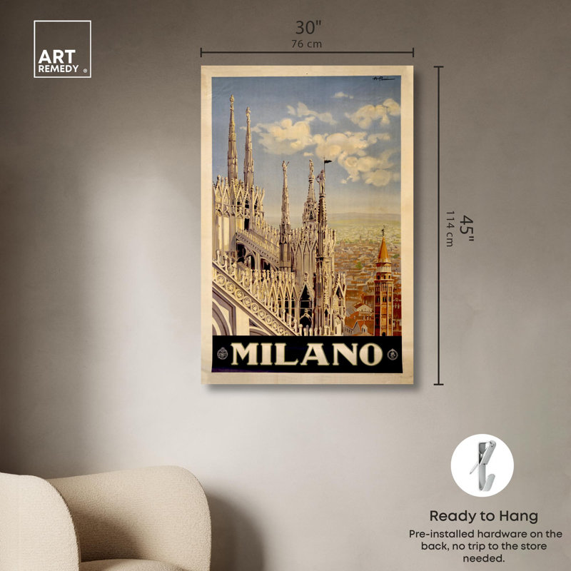 Milano Vintage Poster Canvas Art Prints, 10" x 15", Gallery Wrapped