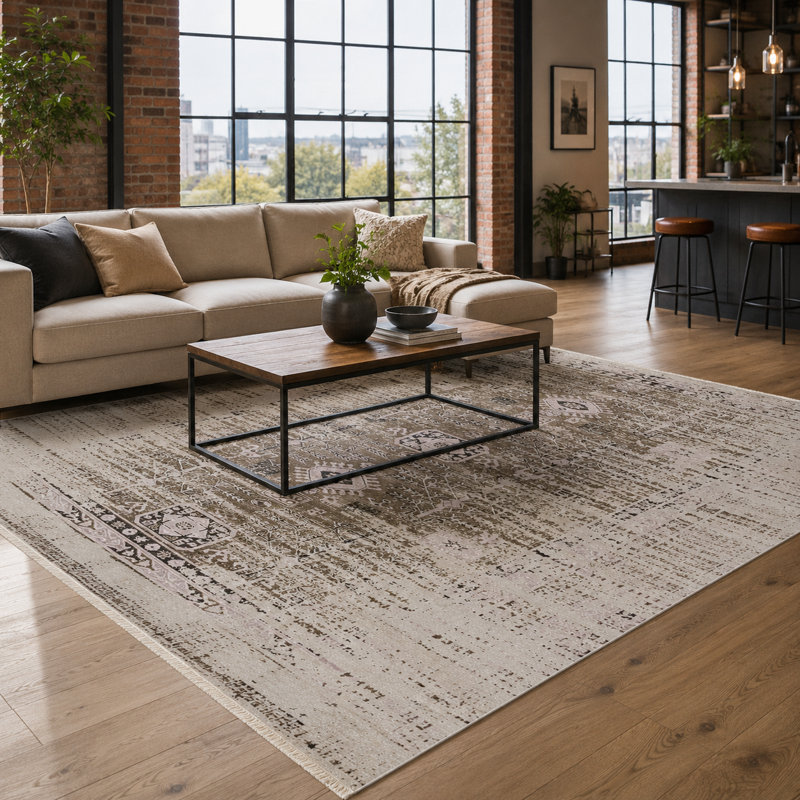 Vintage Look Cotton and Chenille Flatweave Area Rug, 155 x 230 cm