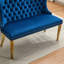 Banc de salle à manger 2 places en velours bleu de style Mid-Century Modern, orné de boutons faits à la main et offrant une assise confortable.