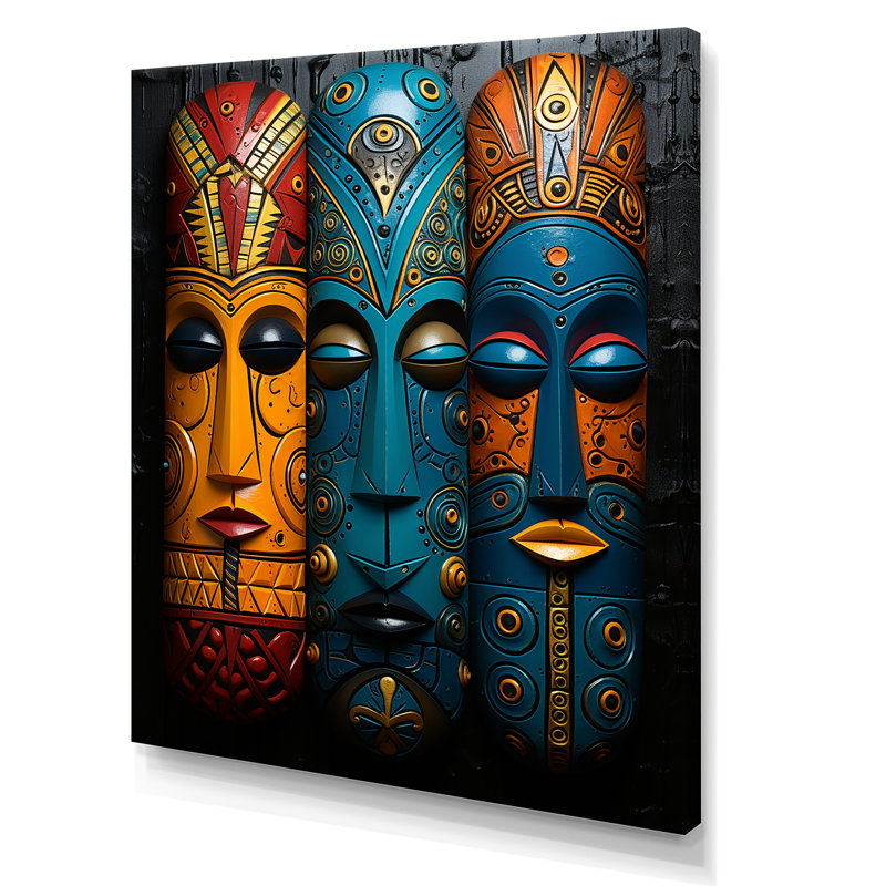 Masques de tribus mystiques d'Afrique I, Toile tendue, H 44 po x l 34 po