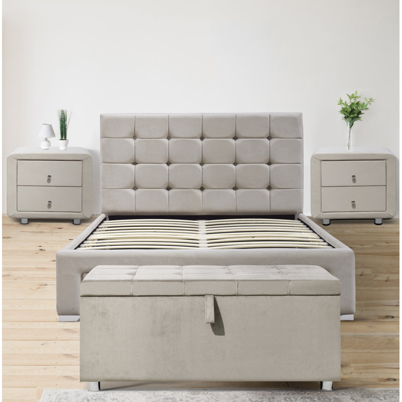 Claymore Upholstered Storage Bed, Double (4'6), Cream