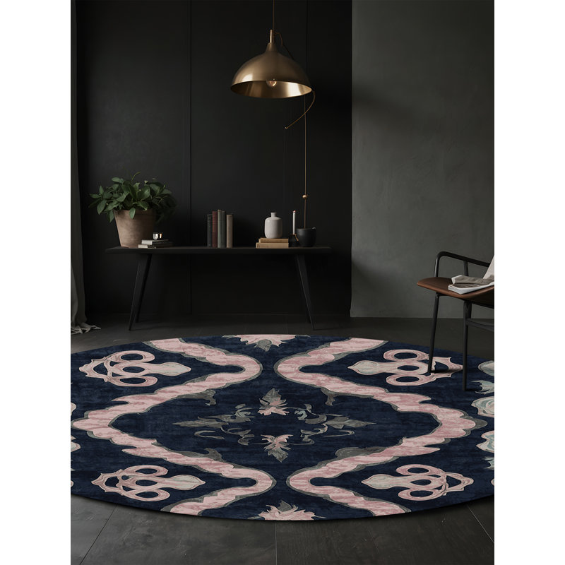 Machine Washable Gray Area Rug, Round 4'