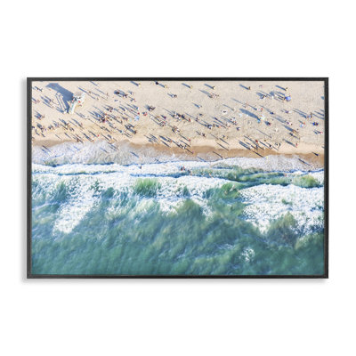 Aerial Tide Beach Foam White Framed Giclee Art by Sisi and Seb