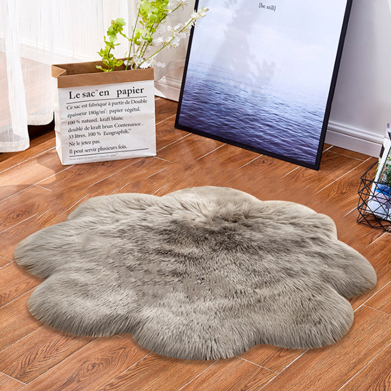 Solid Colour Faux Sheepskin 90cm X 90cm Area Rug