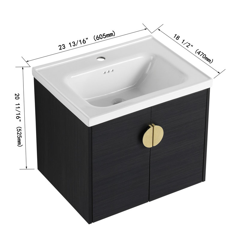 Meuble-lavabo à fermeture en douceur de 60 pouces avec lavabo et petites tablettes de rangement