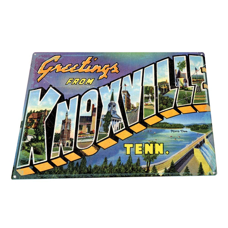 «Greetings From Knoxville» sur impression métallique, H 11,5 po x l 15,5 po x P 0,04 po