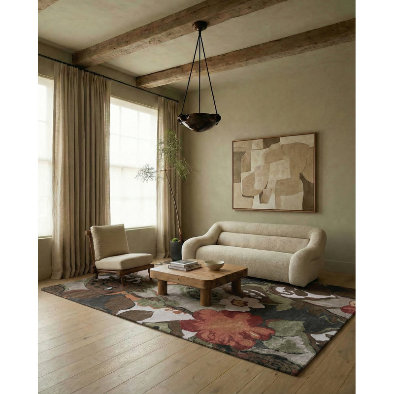 Tapis gris clair touffeté à la main Voshell, Rectangle 9 pi 6 po x 13 pi 6 po