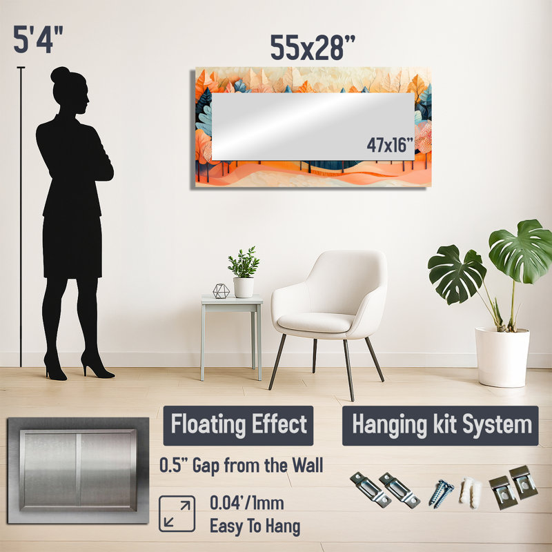 «Forest Trees Dream Fragments Forest II», miroir de paysage pour décoration murale, imprimé sur métal, 28 po x 55 po