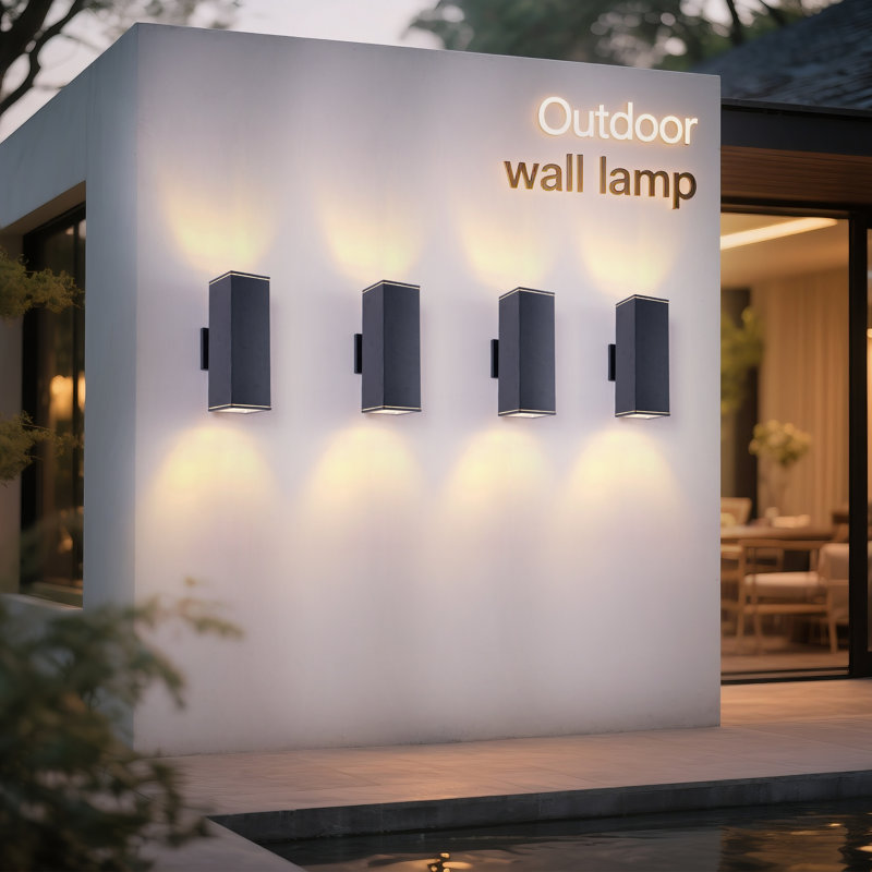Modern Outdoor Up Down Wall Lights, Matte Black Square Cylinder Porch Lighting, Waterproof Aluminum Glass Exterior Wall Lamp, Patio Garage Garden
