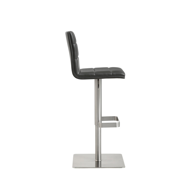 Nebahat Swivel Upholstered Adjustable Height Counter Stool with Metal Frame, Dark Gray
