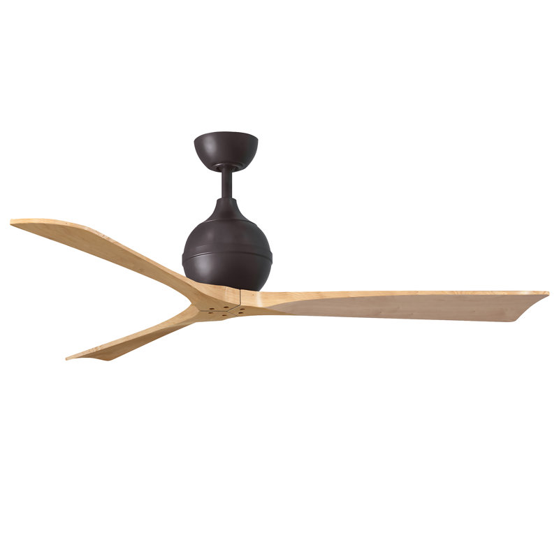 60" Irene Paddle 3 Blade Ceiling Fan, 60", Textured Bronze, Light Maple Tone