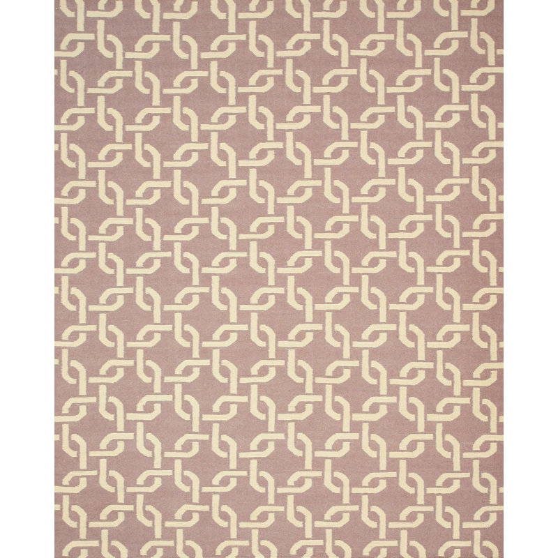 Purple Handwoven Wool Linked Chain Motif Geometric Modern Contemporary Carpet Rug, 6' x 9'