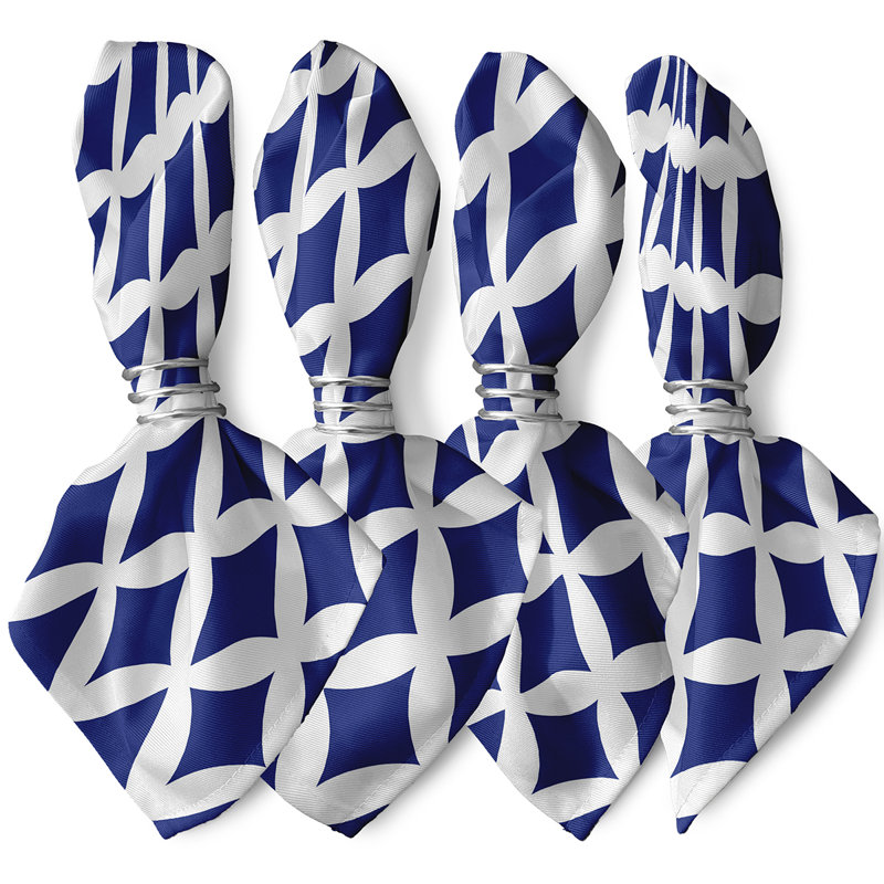 Chiaki Polyester Geometric Square Napkin, Royal