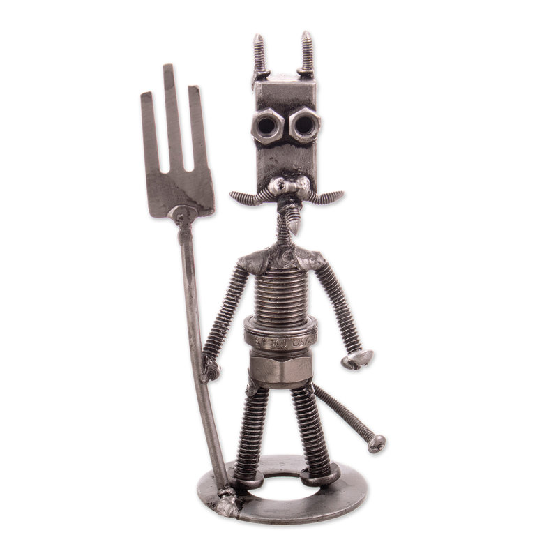 Novica Handmade Mischievous Devil Recycled Metal Figurine
