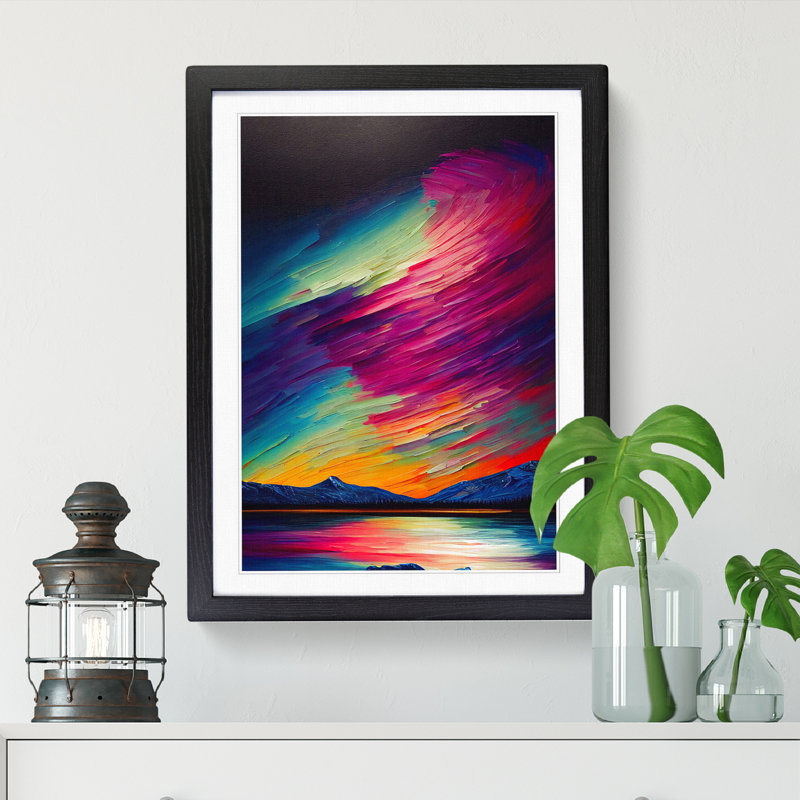 Anayjah Northern Lights Painting Vol.6 - Single Picture Frame Print, Black, 34cm H x 25cm W x 2cm D