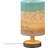 Seaside Beach Bedside Table Lamp For Bedroom Nightstand, Small Eye Care LED Desk Reading Lamp USB Port Wood Base Round Flaxen Fabric Shade For For Kids Room Living Room Office Desk