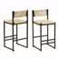 Ensemble de 2 tabourets de bar tissés avec dossier en corde de papier tissé pour îlot de cuisine (style B)-492181866