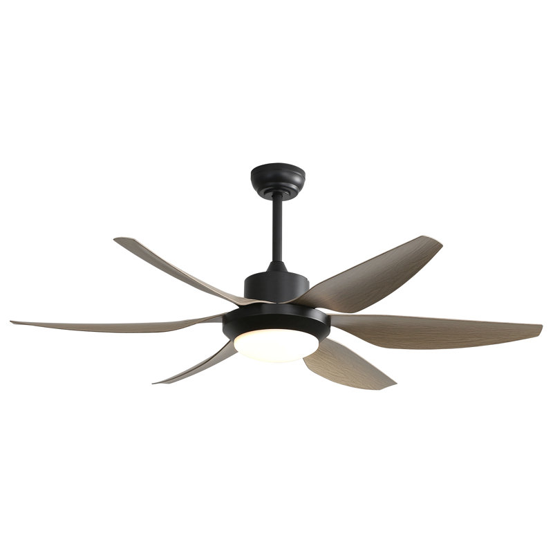 54 Inch Indoor Ceiling Fan With Dimmable Led Light Abs Blades Remote Control Reversible Dc Motor For Living Room Black, Gray