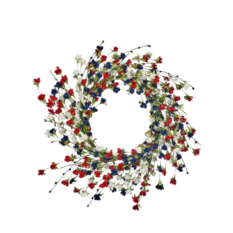 Couronne 22 po Wild Summer Blossom, Bleu, rouge, blanc