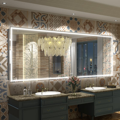  Wayfair Basics® UL Certified LED Anti-Fog Tempered Glass Bathroom/Vanity Mirror with 3-Year Warranty