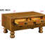 Table basse rectangulaire en bois massif pour le salon, table basse antique de 40 pouces à 4 tiroirs, table basse en bois avec pieds décoratifs à rivets, assemblage facile-90626768