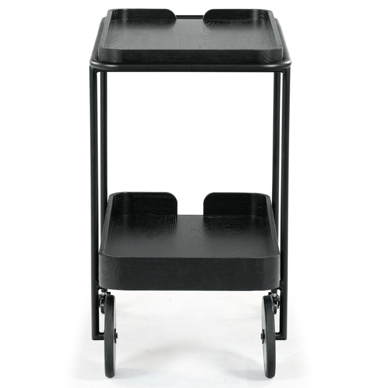 Chariot-bar 2 tablettes Maner, Noir, noir, noir, noir