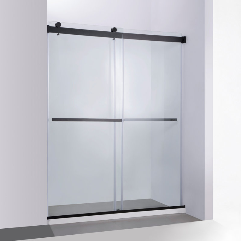 Porte de douche sans cadre l 56 po x H 76 po Spezia, Noir mat