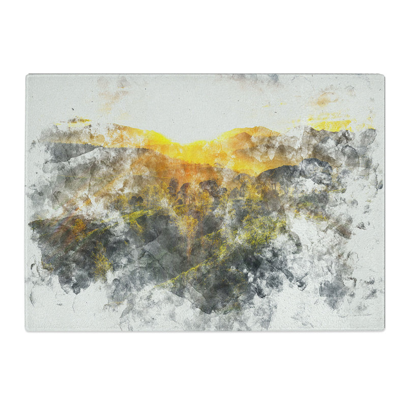 Tempered Glass Sunlight over the Countryside Chopping Board, 28.5 cm x 39 cm