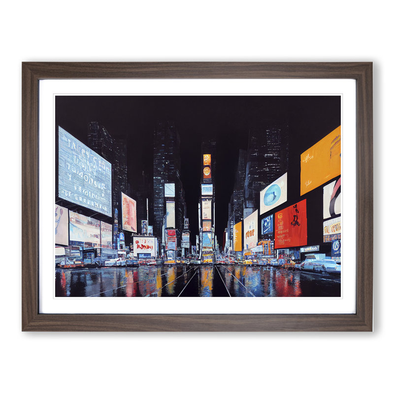 XH1022-6207X Modern Times Square Art Vol.6 - Single Picture Frame Print, 25cm H x 34cm W x 2cm D, Walnut