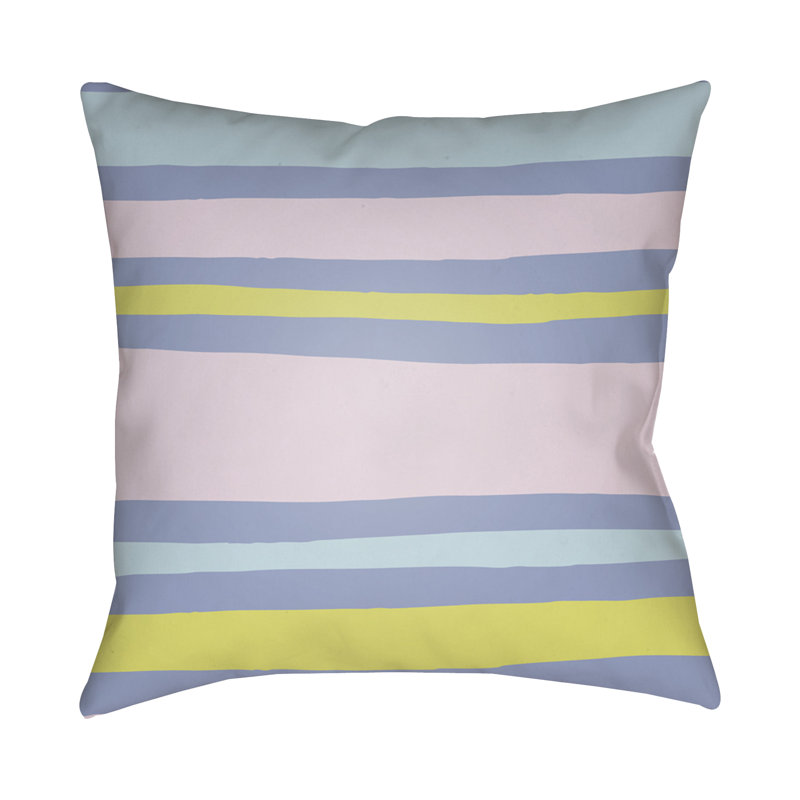 Littles Striped Throw Pillow, 18" H x 18" W x 4" D, Pink/Yellow