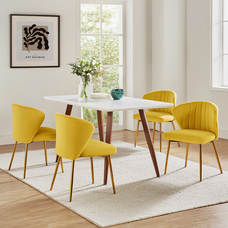 Fauteuil d'appoint à oreilles Axia, Velours jaune