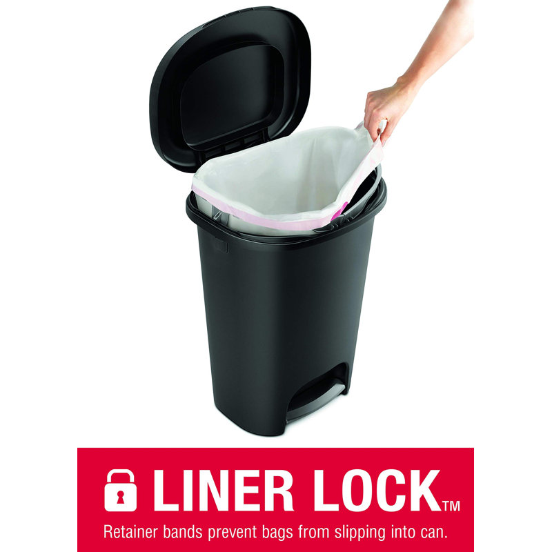 Black 13 Gallon Step-On Trash Can with Stainless Steel Pedal