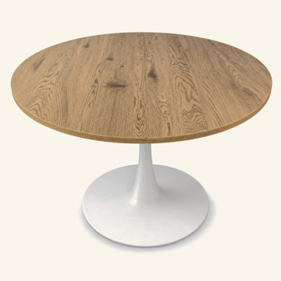 Round Extendable Dining Table for 4-6,Modern Dining Table,Tulip Table,MDF Tabletop And Metal Pedestal,Modern Oval Dining Table,Mid Century Coffee Tabl