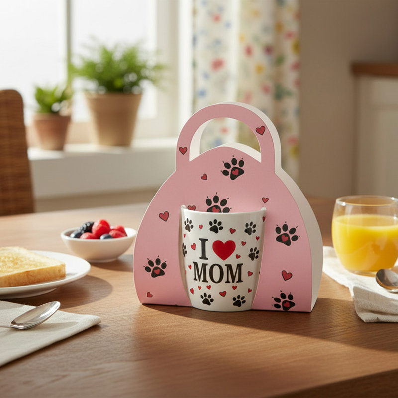 Tasse en céramique Marlee dans un paquet cadeau maman - empreintes de pattes - ensemble de 2