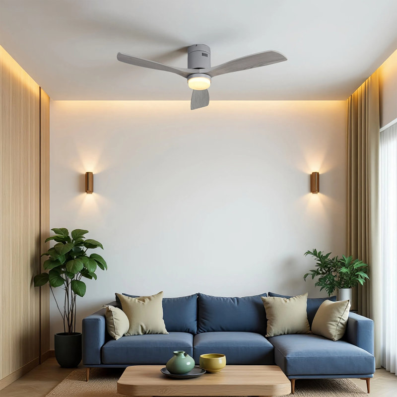 Airys 52'' Ceiling Fan with LED Light and Reversible DC Motor, Gray/Gray Oak