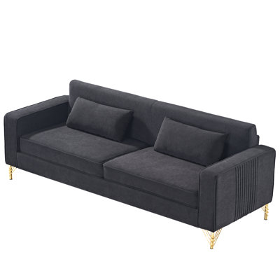 Aesthetic 85.8" Velvet Sofas For Living Room, 3 Seater Couch With Classic Modern Appeal And Luxurious Soft Comfort, Easy To Maintain, Black
