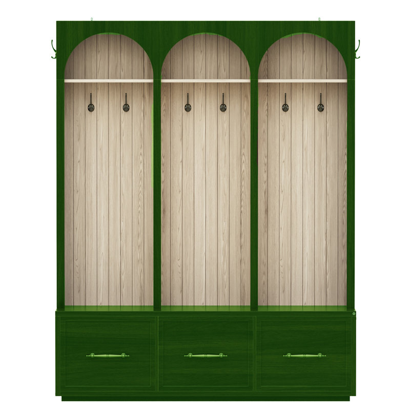 Arbre d'entrée de 59 po de largeur avec banc et rangement pour chaussures, Vert