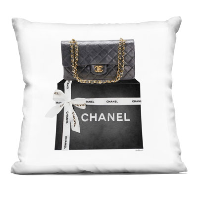 Stupell Industries Chic Quilted Purse Black Glam Fashion Brand Printed Throw Pillow by Amanda Greenwood