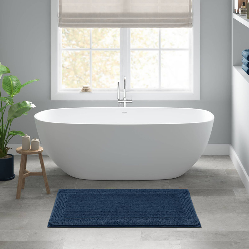 100% Cotton Reversible Tufted Bath Rug 20X30" Navy 3000 GSM, Single- 30" L x 20" W