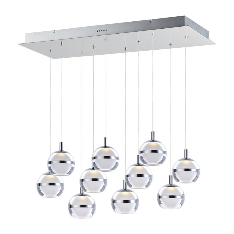 10 - Light LED Dome Pendant, Polished Chrome