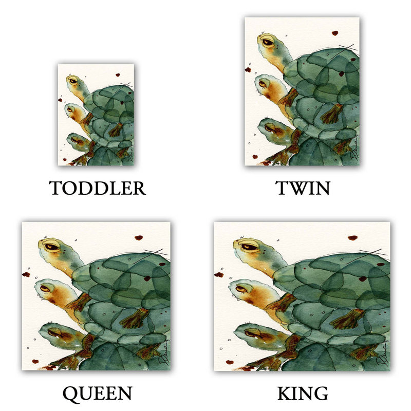 Ensemble de housse de couette turtle broyage, 1 housse de couette grand + 2 taies standards