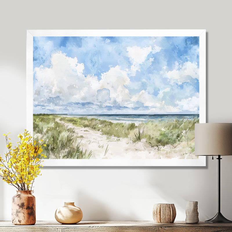 Texas Coastal Beach - Texas, art mural, Reproduction encadrée d'une seule photo sans pass, H 12 po x l 20 po, Blanc