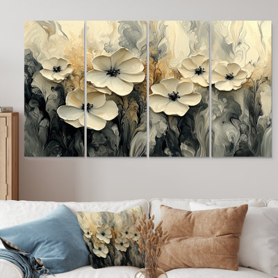 Beck - Fleurs, art mural - ensemble d'art mural moderne 4 pièces