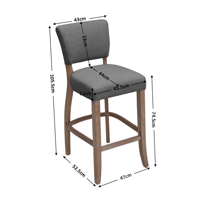 Walters Upholstery Counter Stool Indoor Bar Stool, Grey