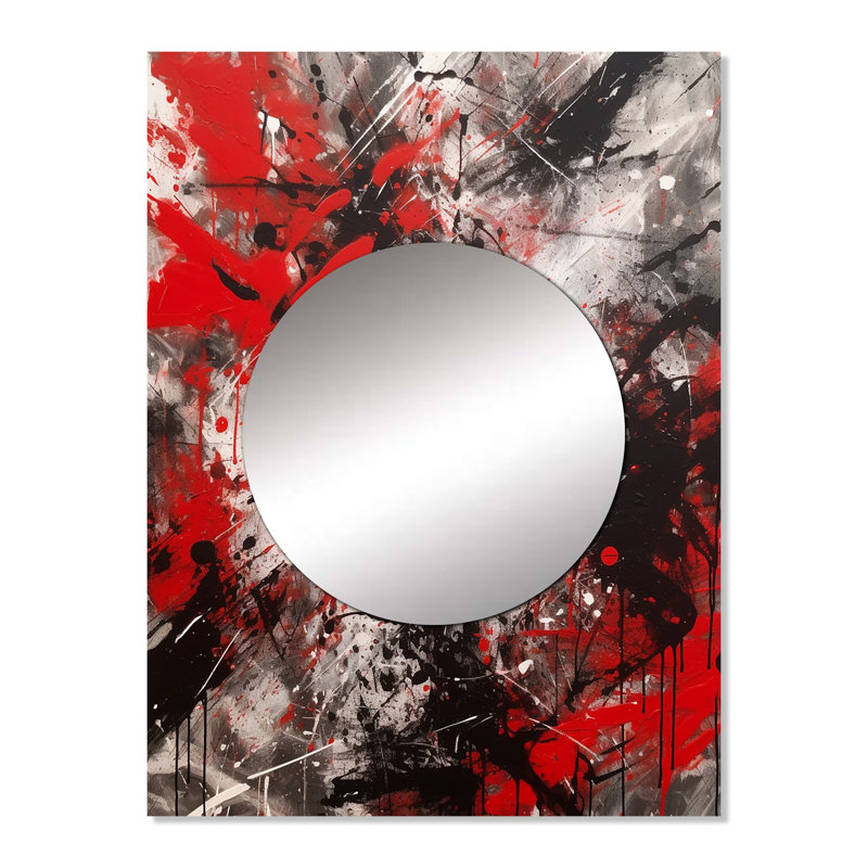 Lindsee - Grafiti abstrait - miroir décoratif en marbre, miroir mural vert, impression d'art en métal, 32 po x 24 po