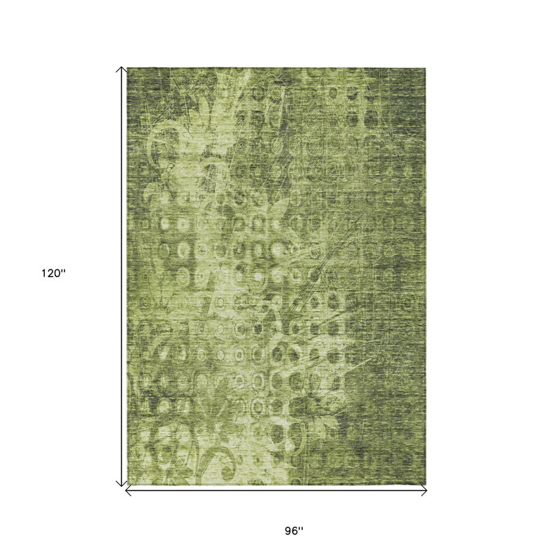 Tapis vert olive 8 pi x 10 pi intérieur lavable ikat
