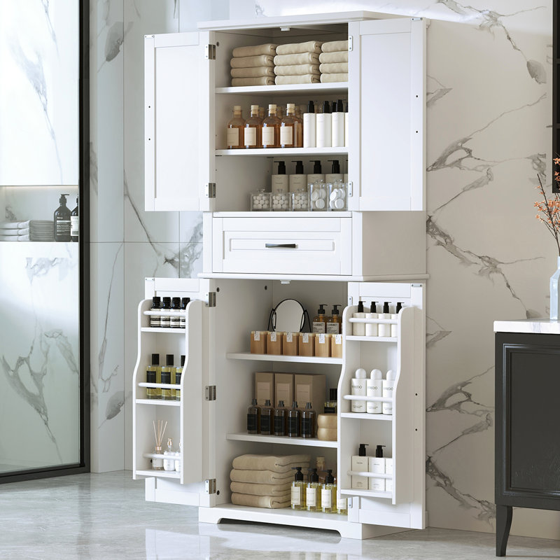 Stylish Storage Cabinet For Bathroom, Bathroom Storage Cabinet With Storage, White