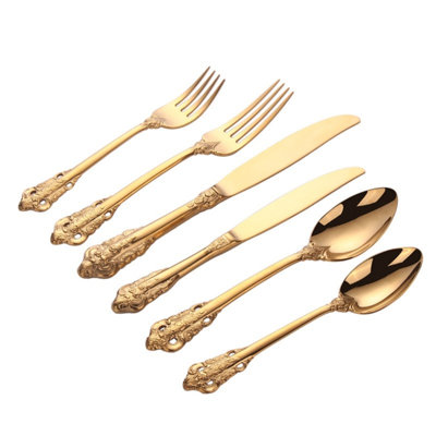 20 Piece Royal Style Stainless Steel Cutlery Set, 18/10 Grade 304 Steak Knife Fork Spoon Dessert Fork Soup Ladle For Fine Dining And Kitchen